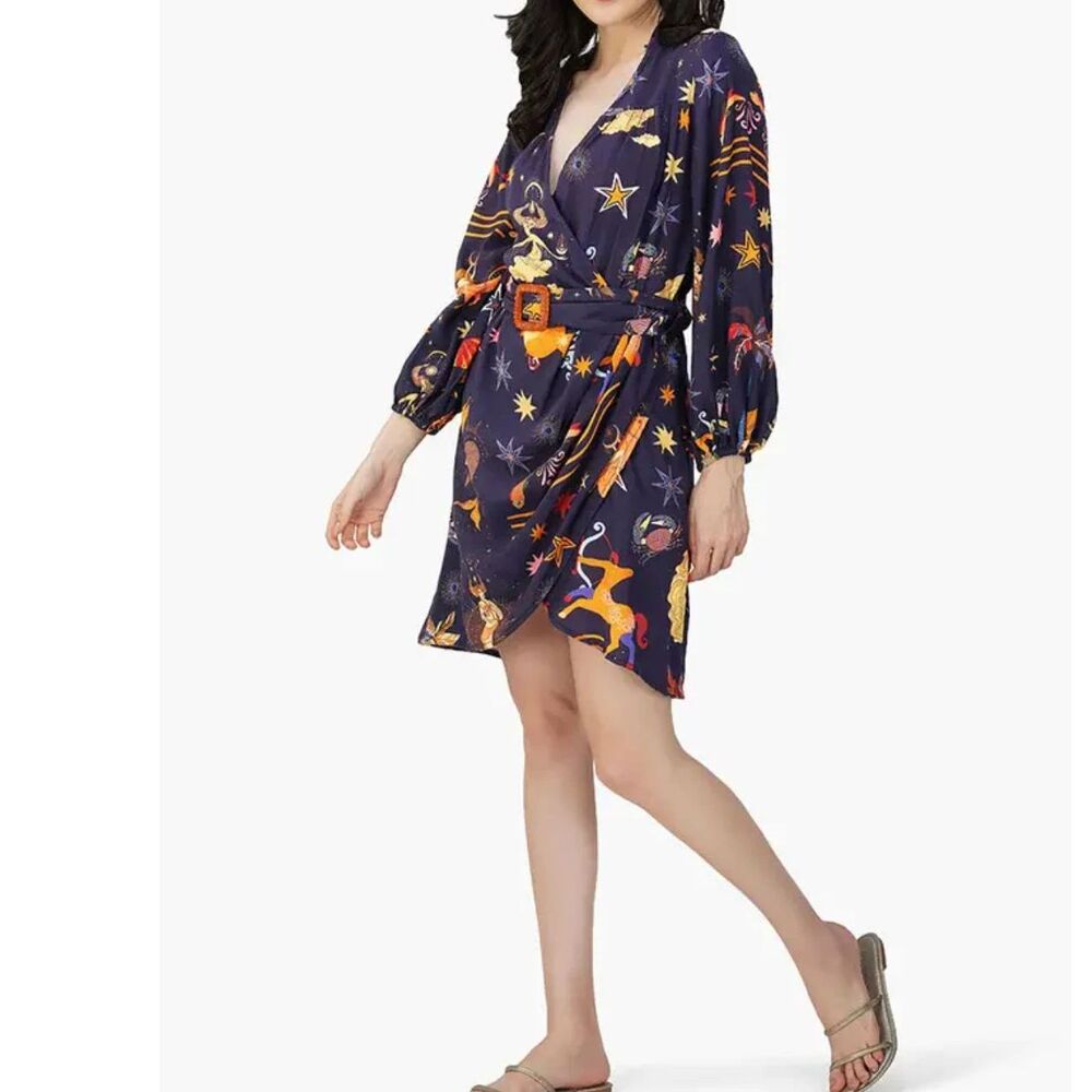 America & Beyond Dark Night Celestial Print Dress Medium NWOT